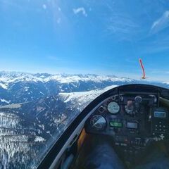 Flugwegposition um 12:03:14: Aufgenommen in der Nähe von Gemeinde Obertilliach, 9942 Obertilliach, Österreich in 2626 Meter